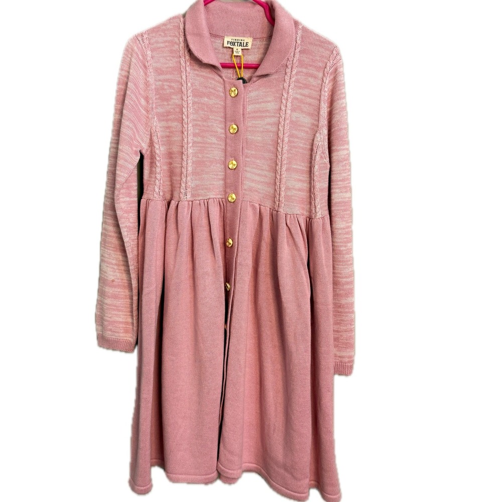 Finding Foxtale Girls Pink Cable‎ Knit Button Front Cardigan Dress Size 6
